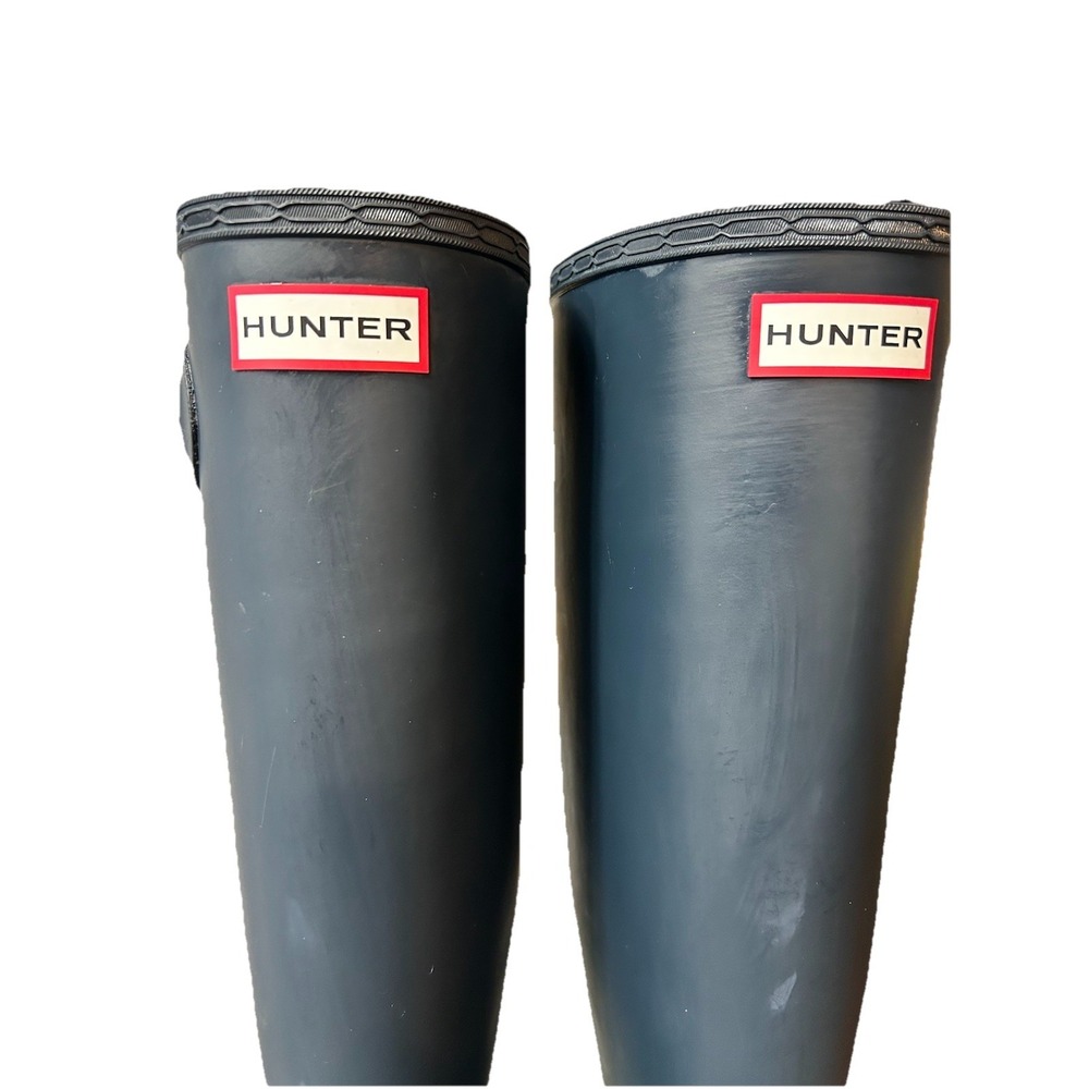 Hunter Boots Women's 9 Original Tall Rubber Waterproof Casual Rain Navy Blue - Picture 3 of 15